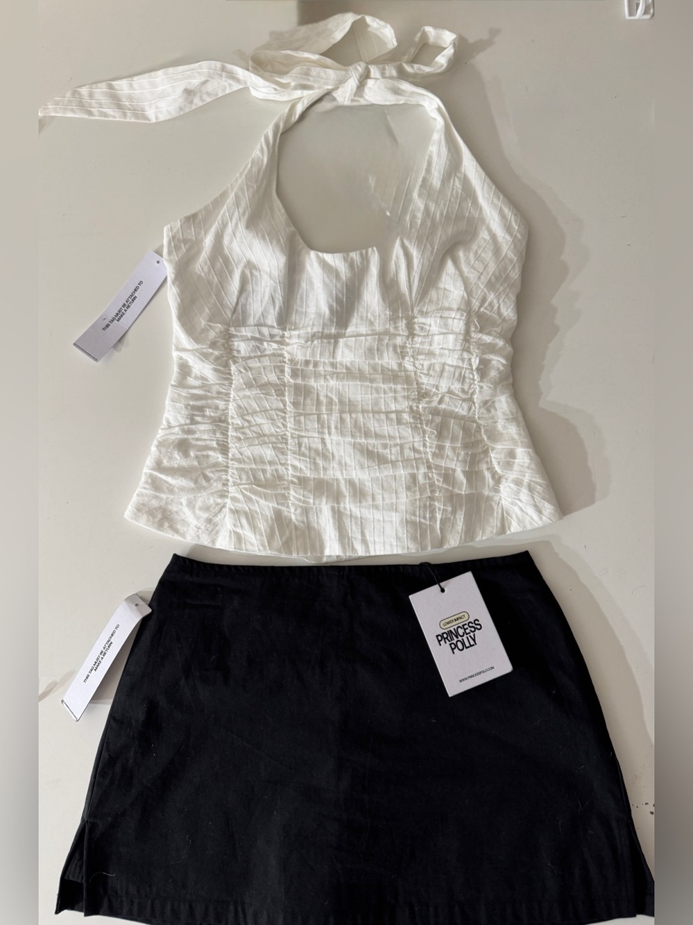 Princess Polly White Halter Tie-Neck Camisole